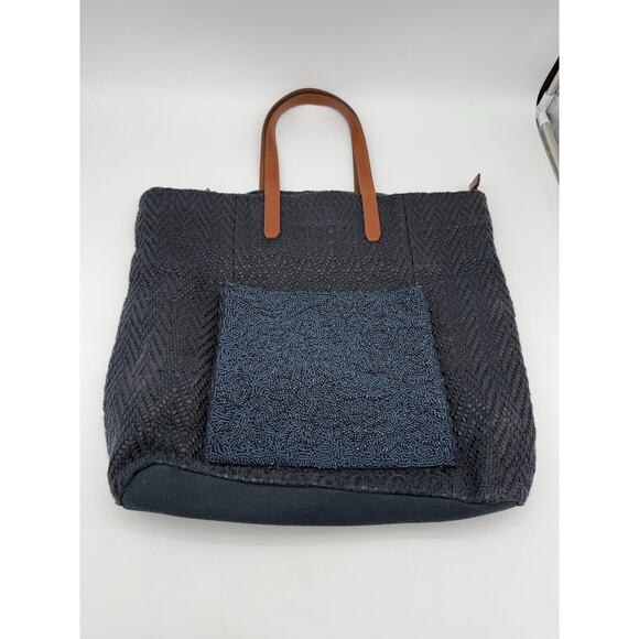 Anthropologie Handbags - Anthropologie Jasper & Jeera Woven Leather Beaded Bag Tote Leather Straps Boho